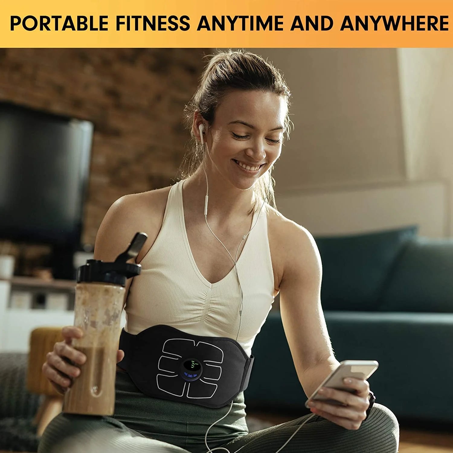 ABS Stimulator,Ab Machine,Abdominal Toning Belt Workout Portable Ab Stimulator Home Office Fitness Workout Equipment for Abdomen Black