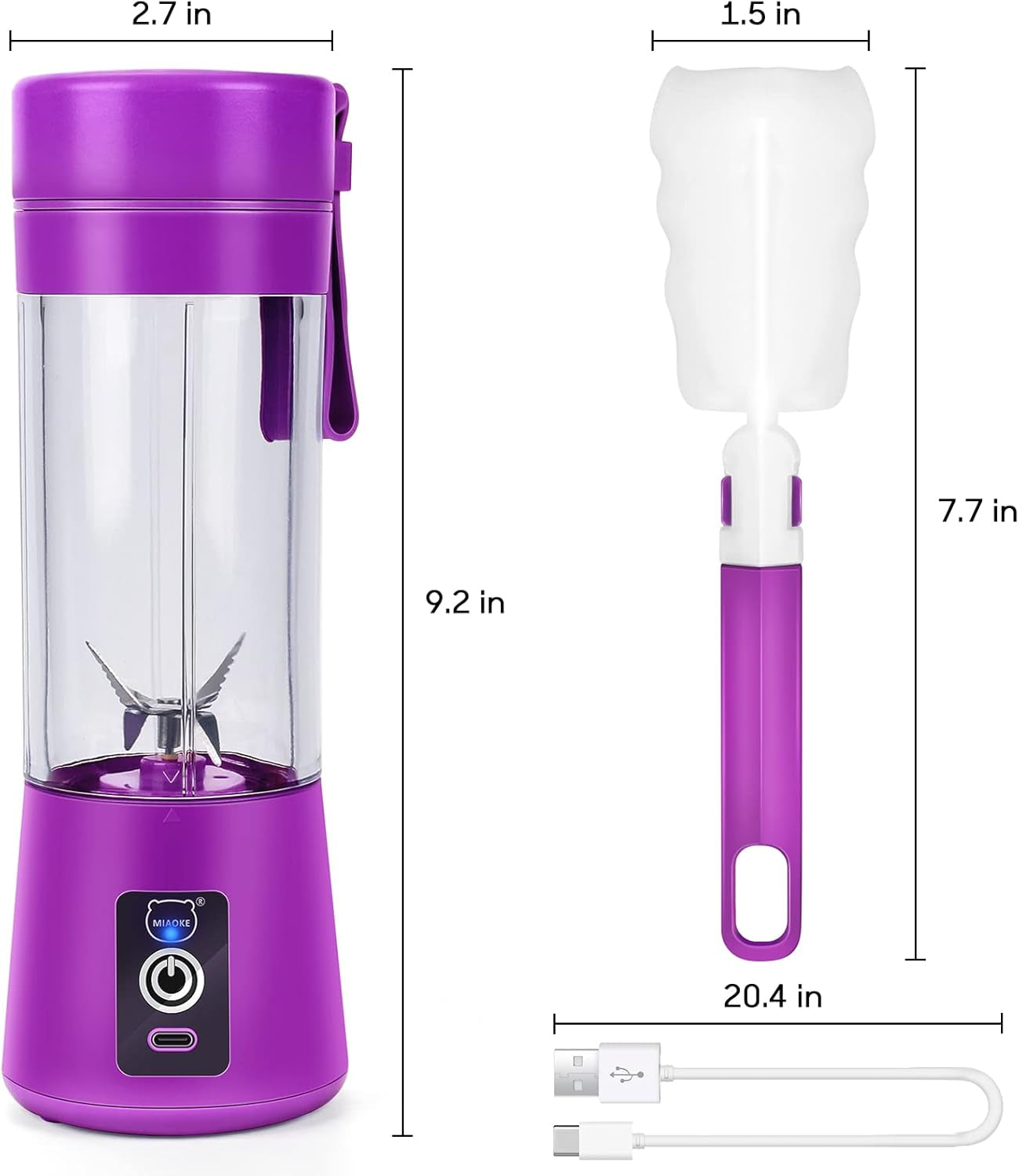 Portable Blender,  Personal Mini Juice Blender, USB Rchargeable Juicer Cup with Six Blades in 3D, Smoothie Blender Home/Office/Outdoors, Dark P