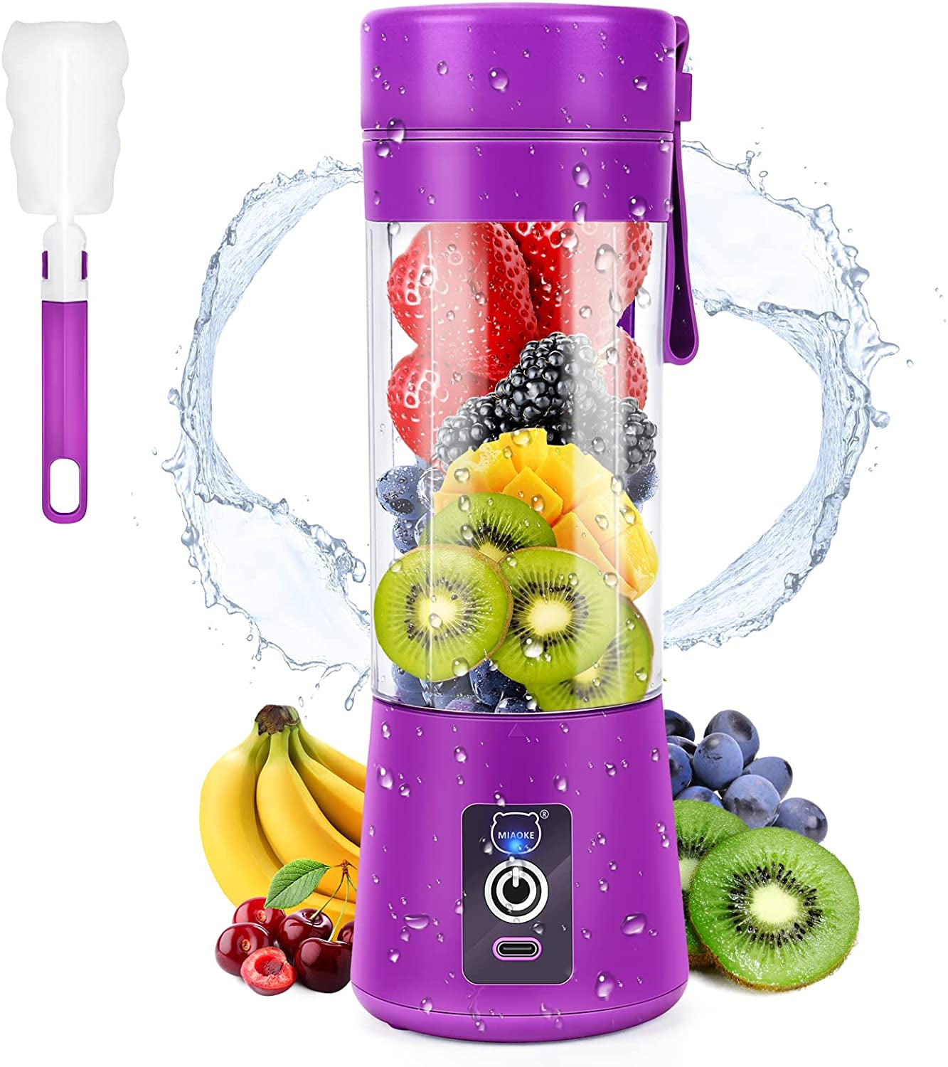 Portable Blender,  Personal Mini Juice Blender, USB Rchargeable Juicer Cup with Six Blades in 3D, Smoothie Blender Home/Office/Outdoors, Dark P