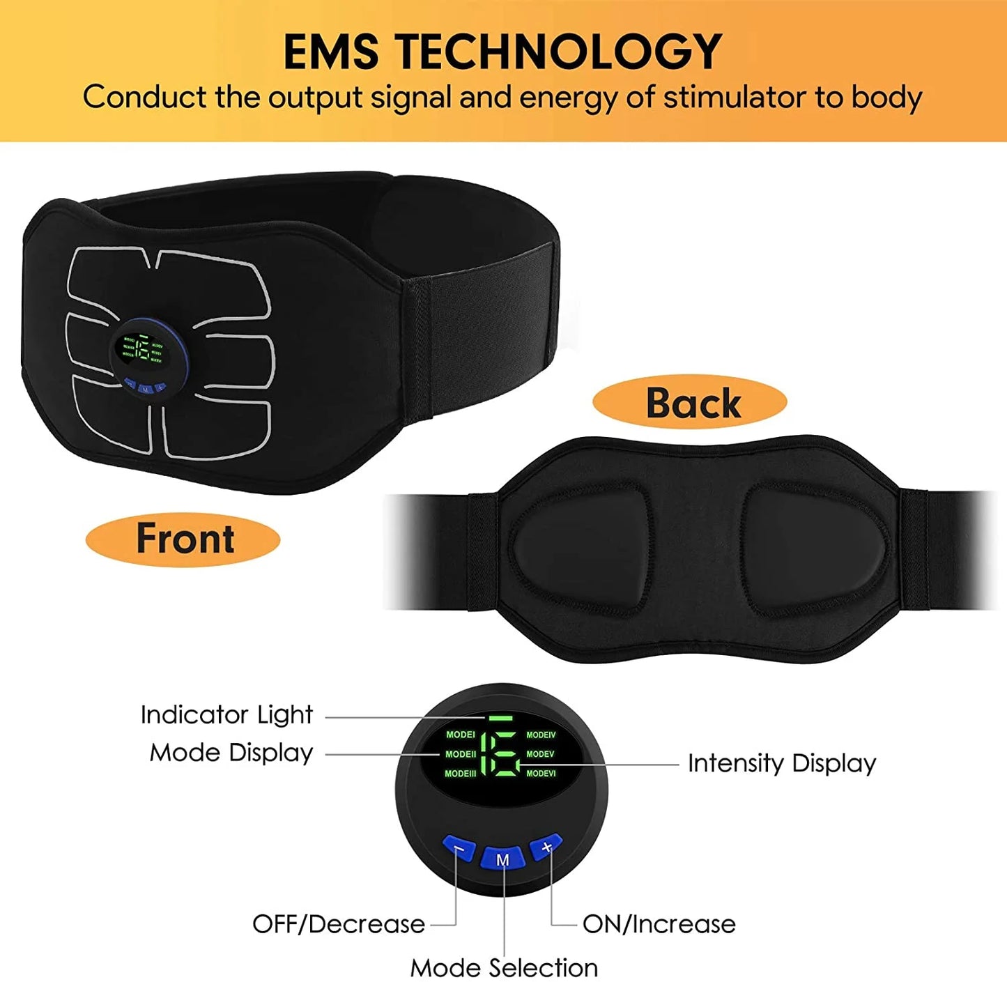 ABS Stimulator,Ab Machine,Abdominal Toning Belt Workout Portable Ab Stimulator Home Office Fitness Workout Equipment for Abdomen Black