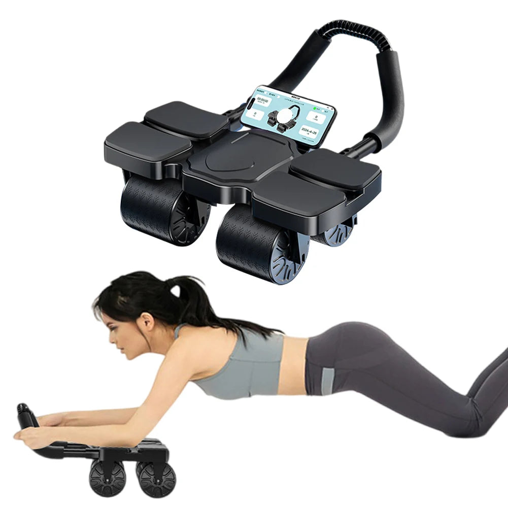 Ab Roller Wheel Abdominal Exercise Roller Automatic Rebound Ab Exercise Machine Heavy Duty Core Strengthening Trainer for Adults