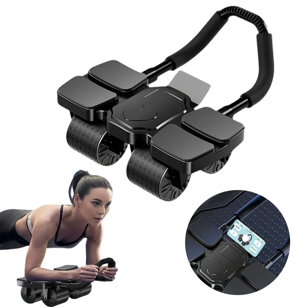 Ab Roller Wheel Abdominal Exercise Roller Automatic Rebound Ab Exercise Machine Heavy Duty Core Strengthening Trainer for Adults